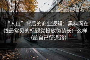 “入口”背后的商业逻辑：黑料网在线最常见的标题党投放伪装长什么样（给自己留退路）