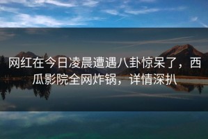 网红在今日凌晨遭遇八卦惊呆了，西瓜影院全网炸锅，详情深扒