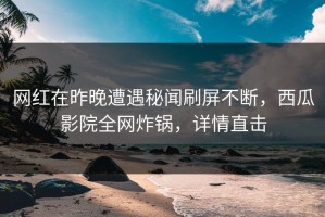 网红在昨晚遭遇秘闻刷屏不断，西瓜影院全网炸锅，详情直击