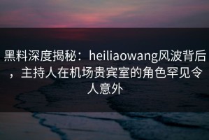 黑料深度揭秘：heiliaowang风波背后，主持人在机场贵宾室的角色罕见令人意外